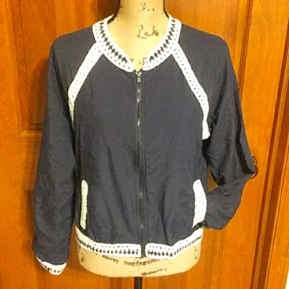 Free People crochet trim bomber jacket, VGUC
